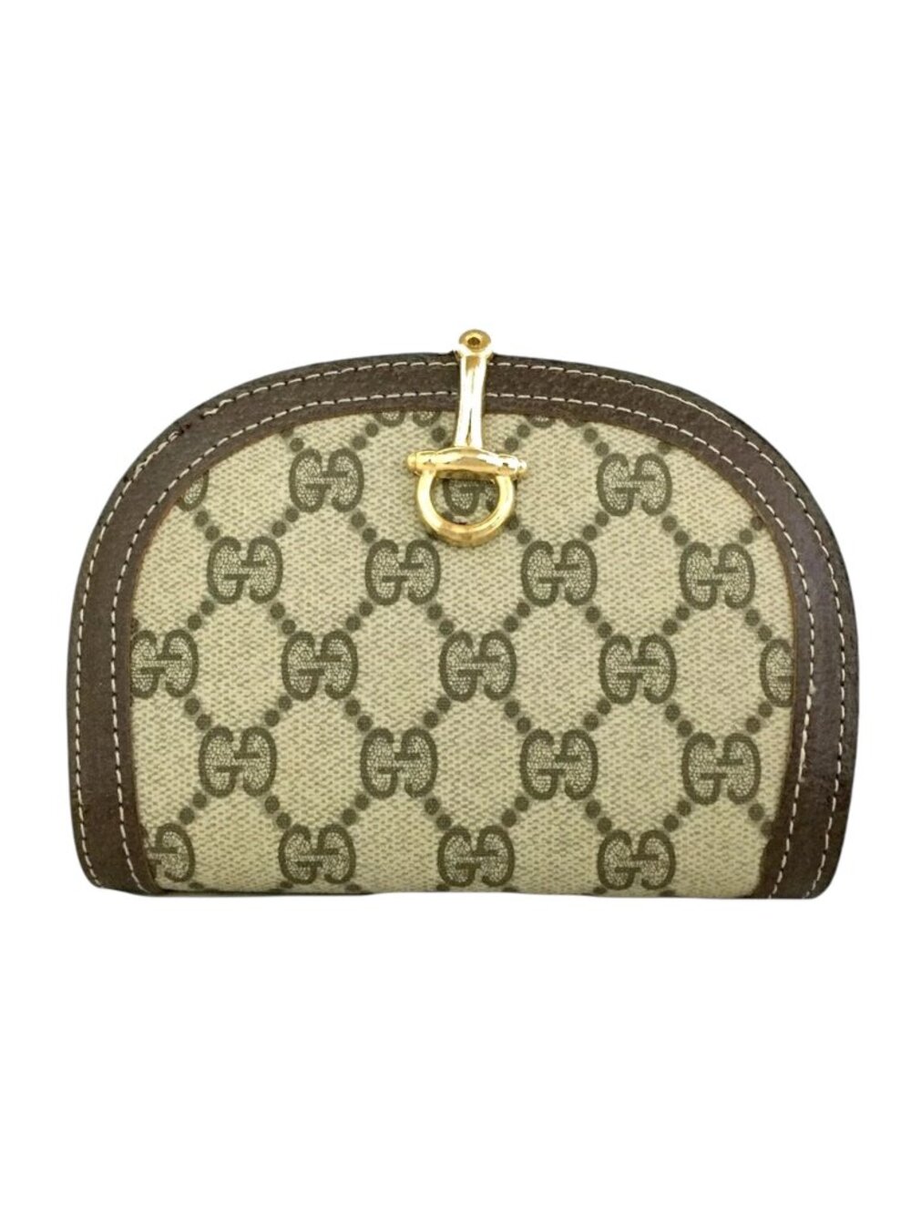 Authentic Vintage Gucci GG Monogram Horsebit Pouch / Cosmetic Bag